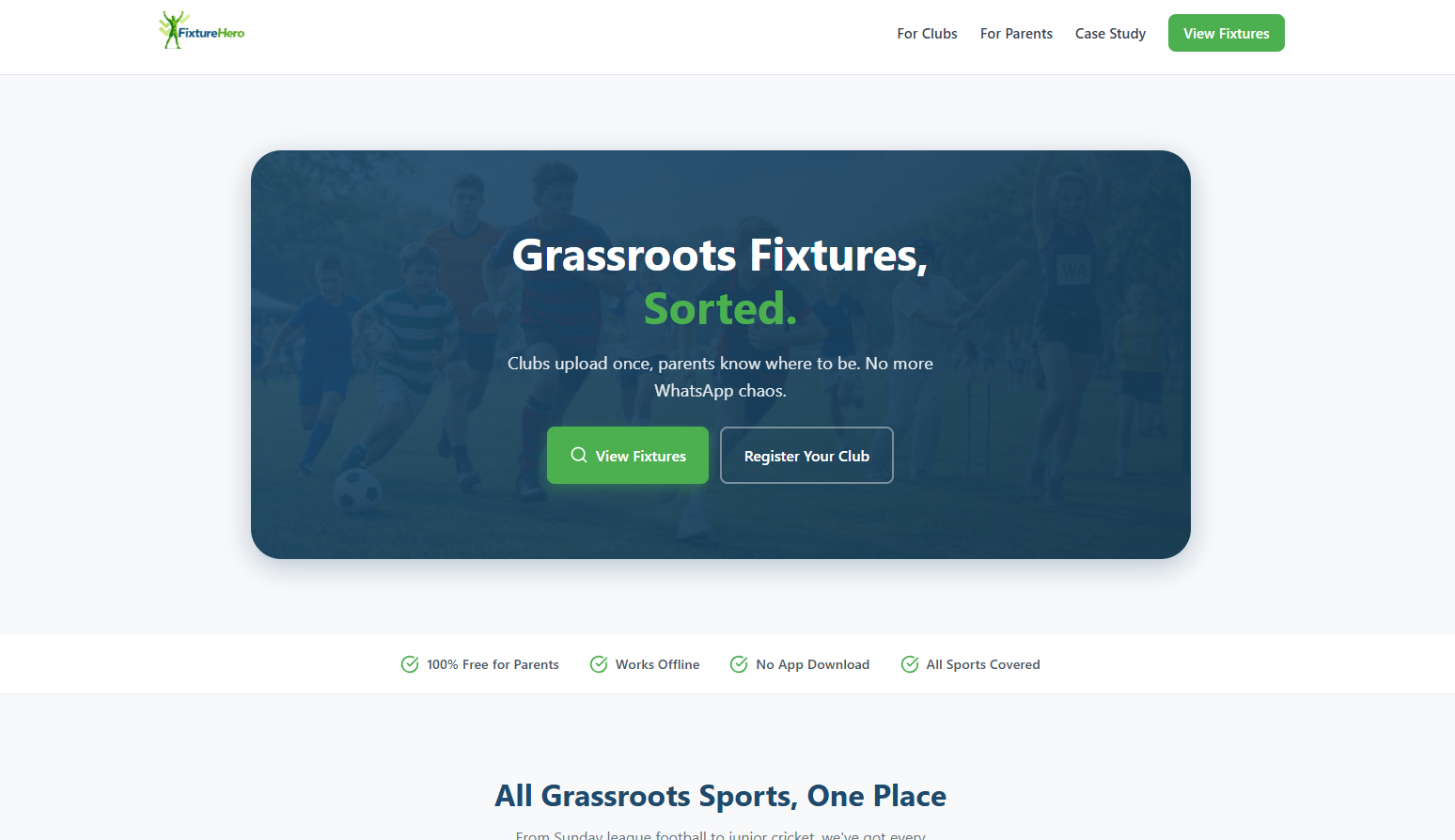 Fixture Hero - Sports Technology website screenshot