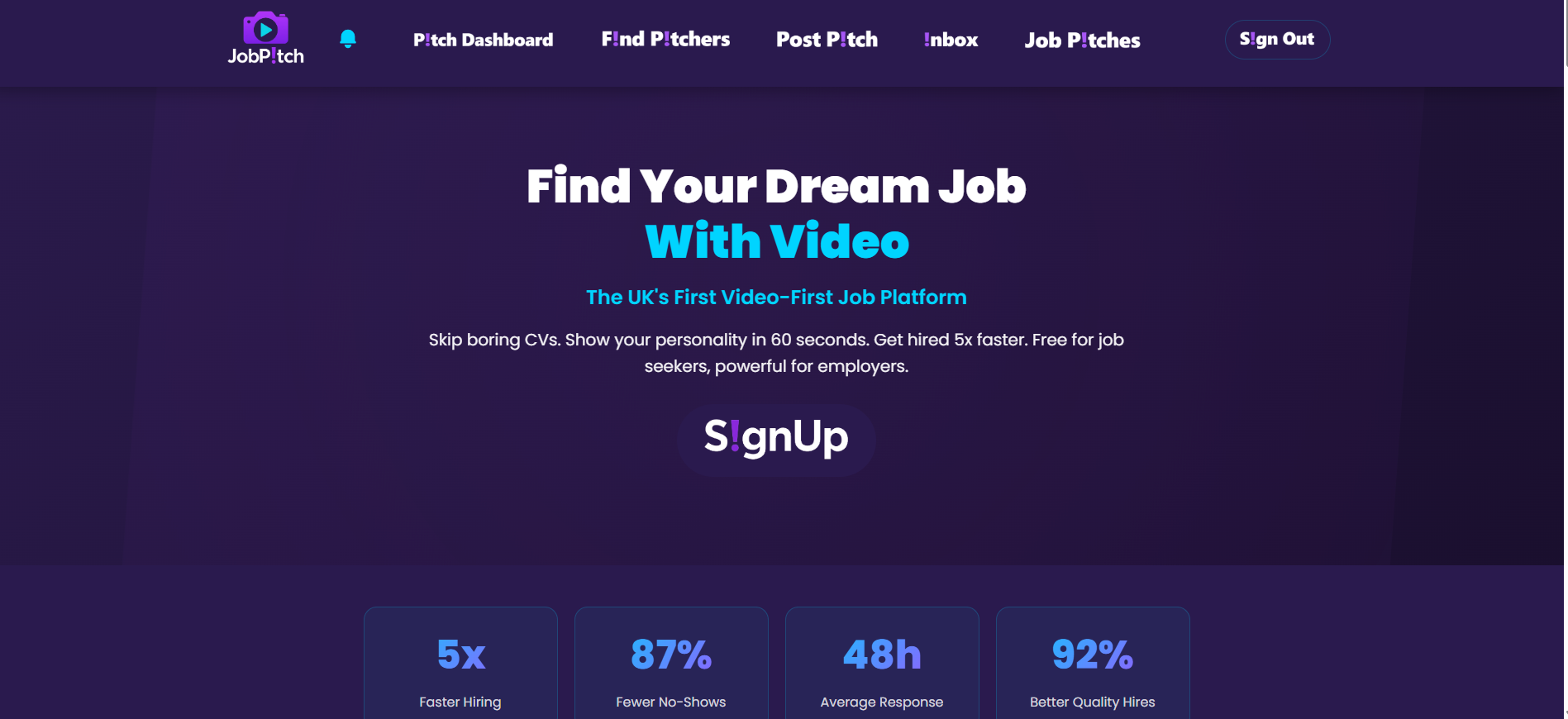 JobPitch - Recruitment Technology website screenshot