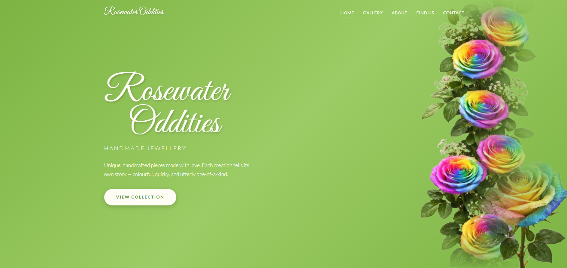 Rosewater Oddities - Handmade Jewellery website screenshot