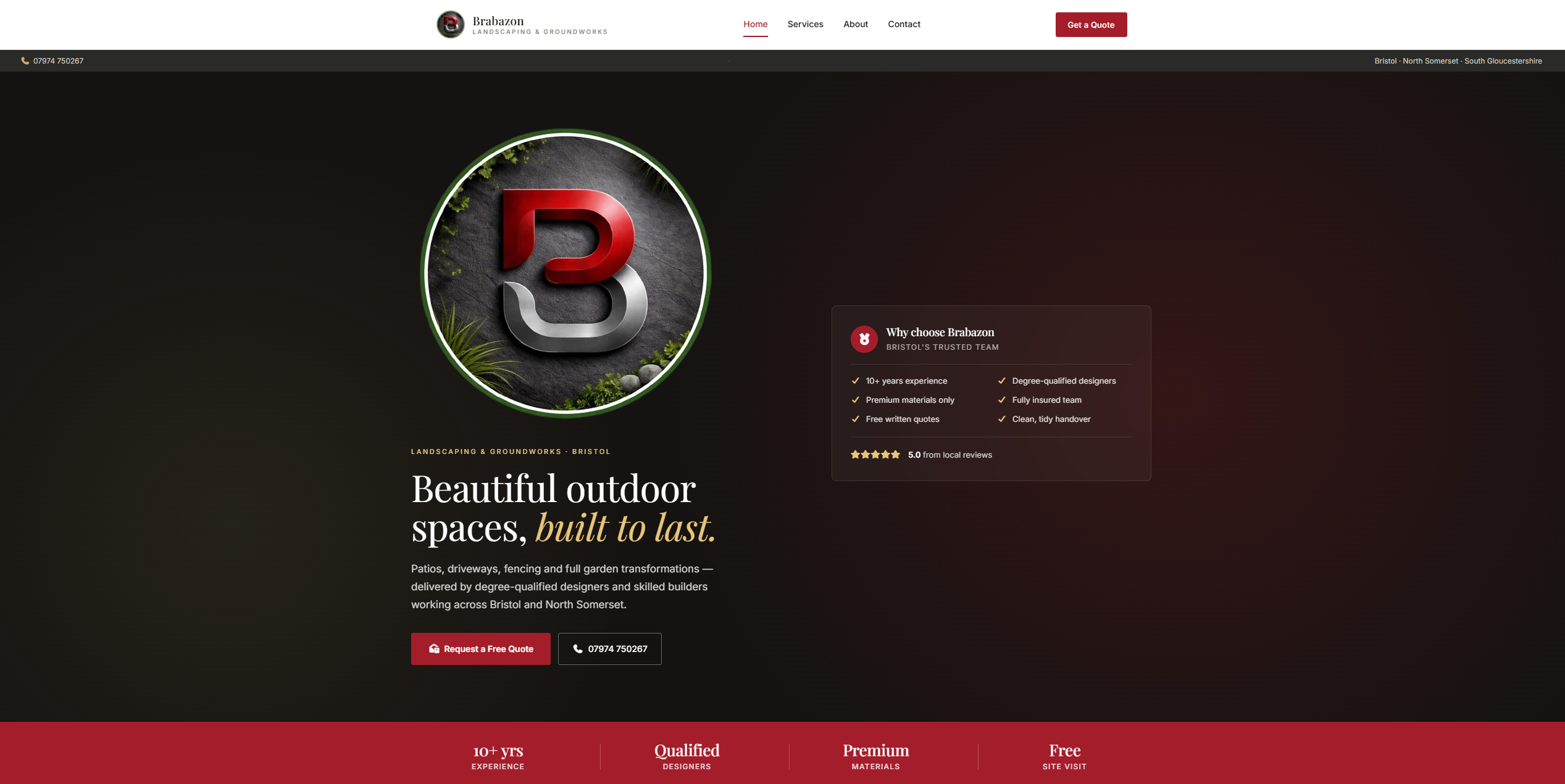 Brabazon Landscaping website built by Mako Digital