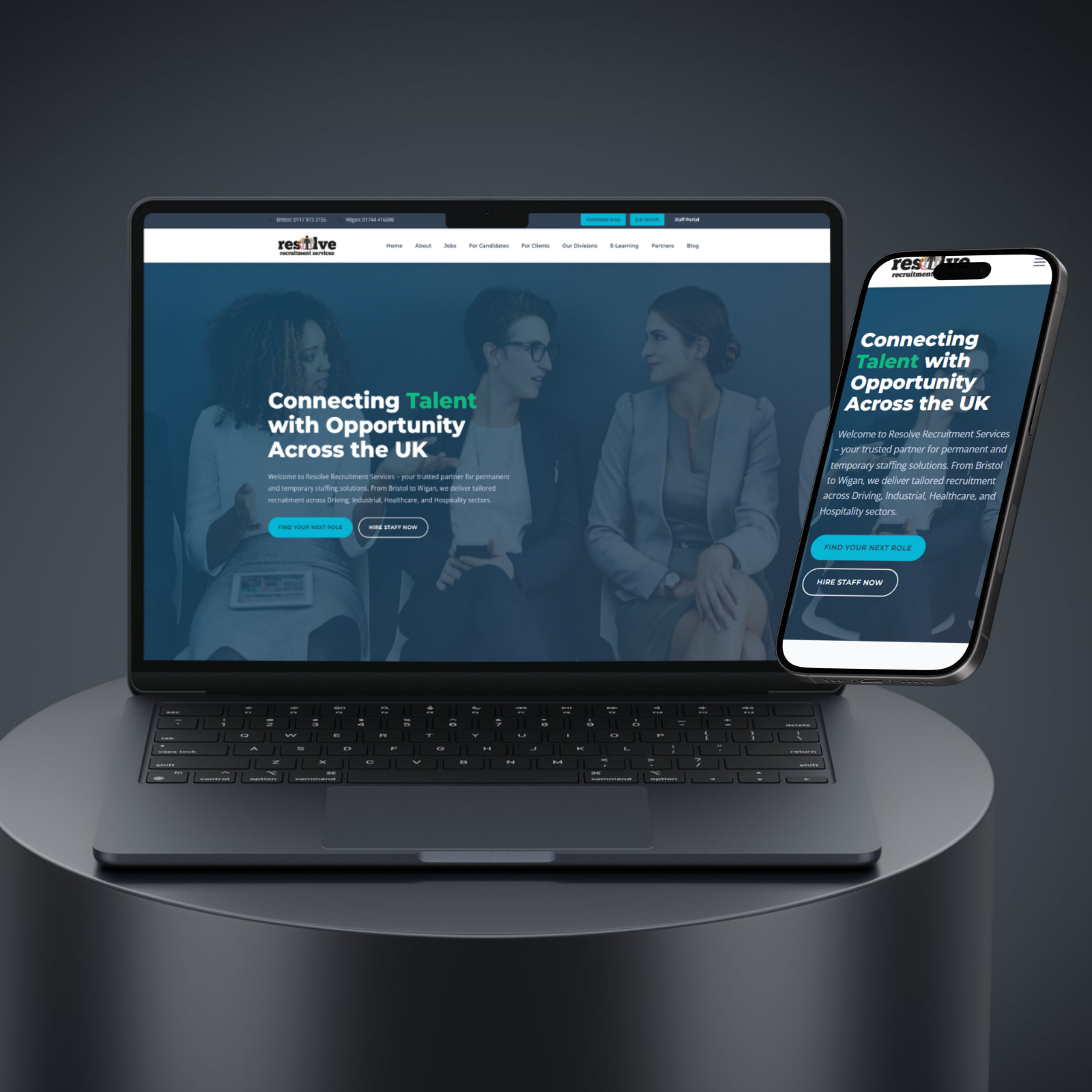 Resolve Recruitment — custom WordPress development by Mako Digital