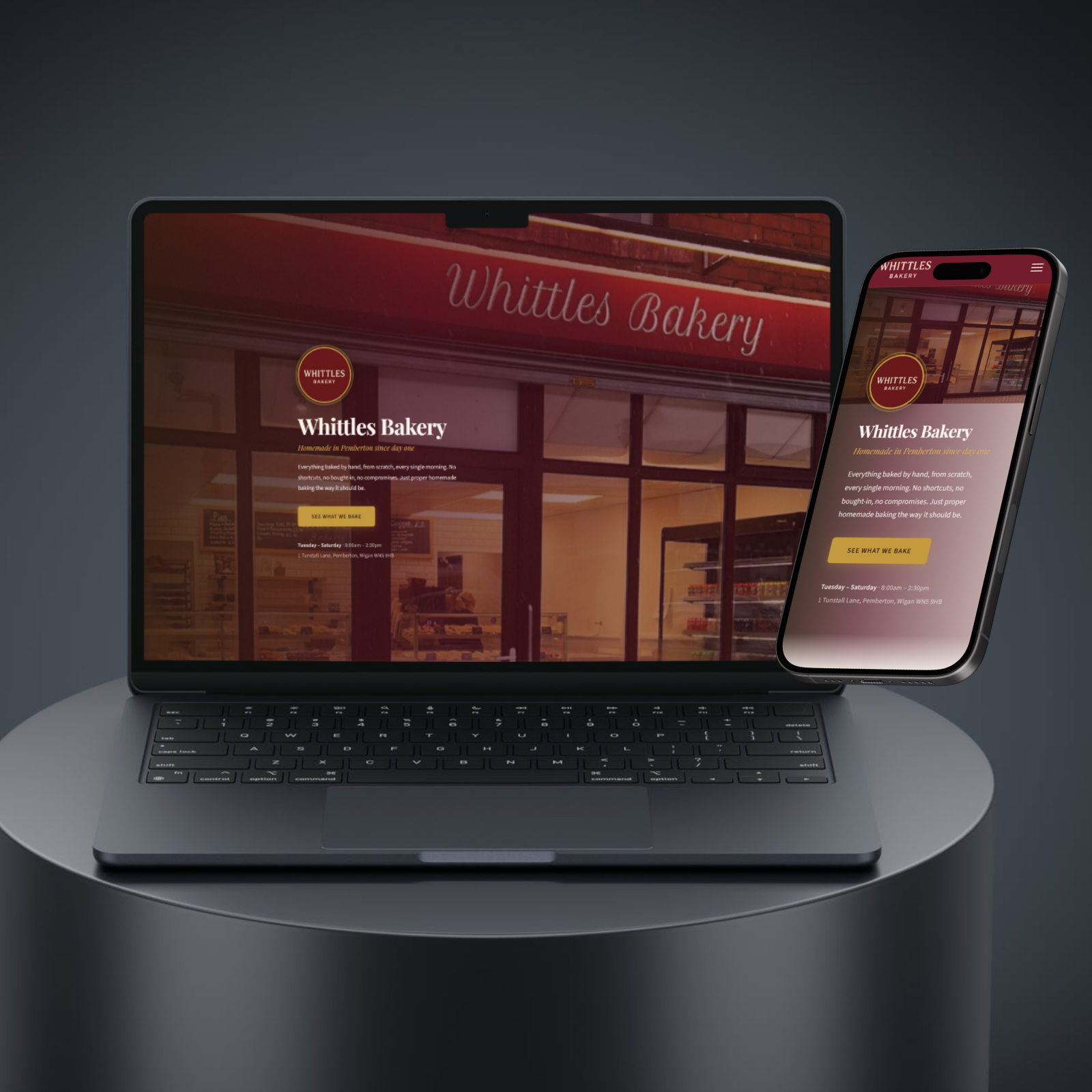 Whittles Bakery — one-page WordPress website built by Mako Digital, Wigan
