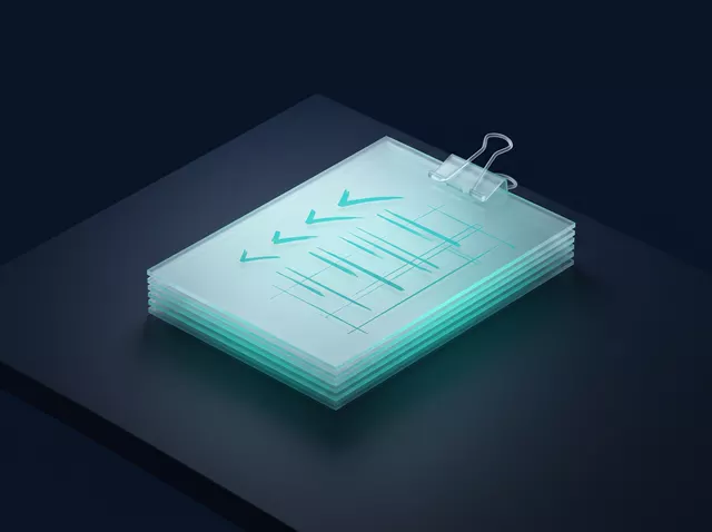 Illustration: a stack of plan documents with tasks ticked off